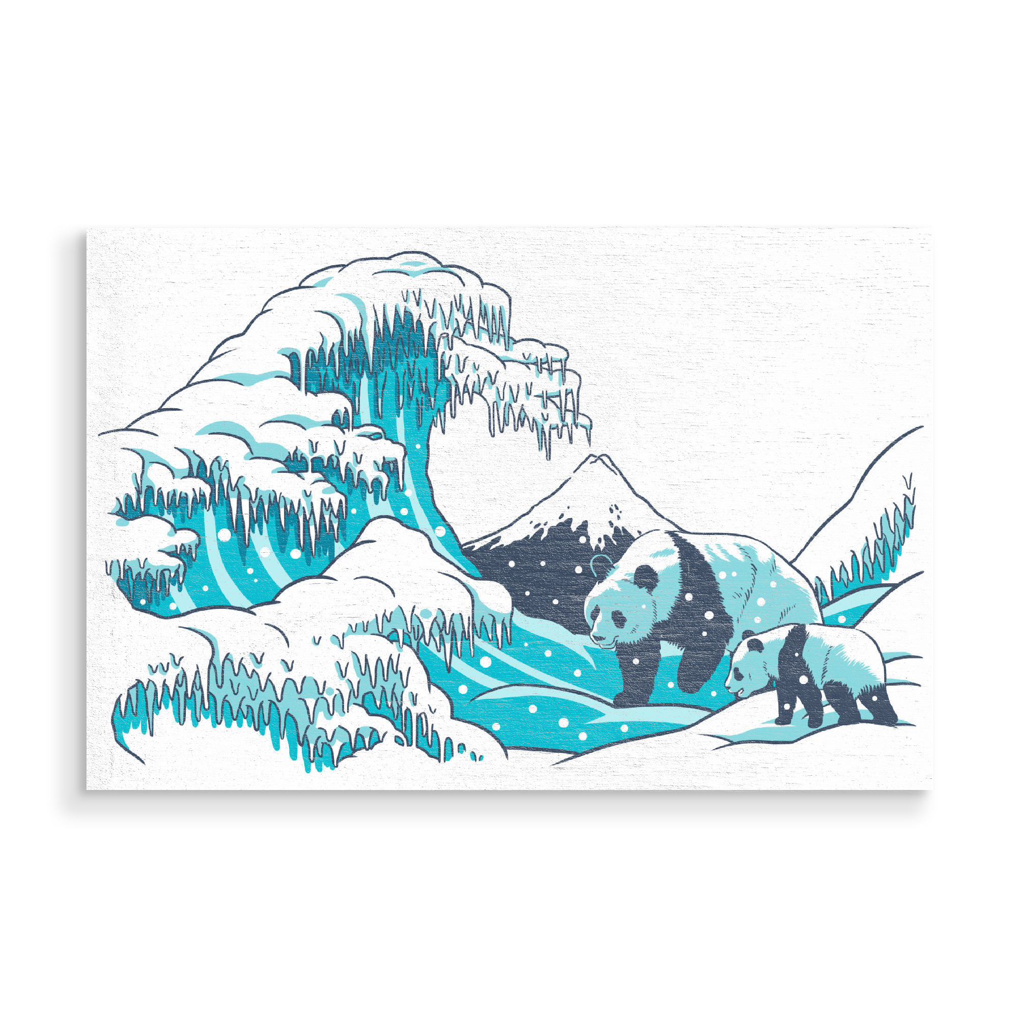 Holzbild "Ice Wave Panda" artboxONE - Natur,Tiere,Comic - Panda,Japan,Bear,Wave,Ice,Winter,Snow,Bären,Welle,Eis,Natur,Nature,Schnee,Tiere,Animals