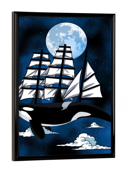 Poster mit schwarzem Rahmen "Pirate Killer Whale" artboxONE - Natur,Tiere,Comic,Unterwasser