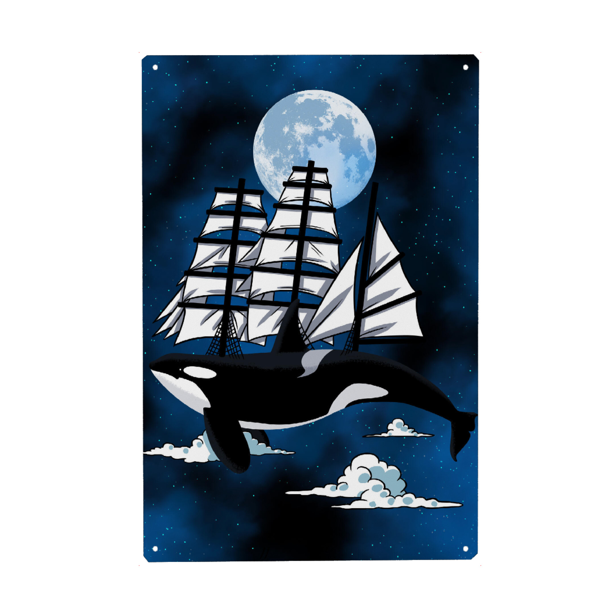 Metall Poster "Pirate Killer Whale" artboxONE - Natur,Tiere,Comic,Unterwasser