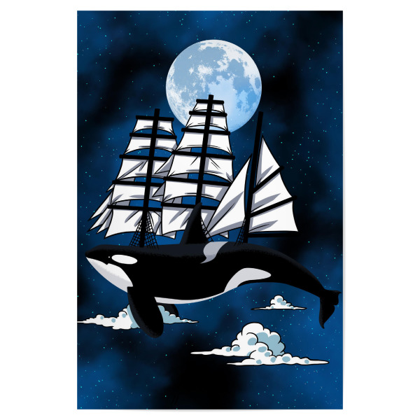 Poster "Pirate Killer Whale" artboxONE - Natur,Tiere,Comic,Unterwasser