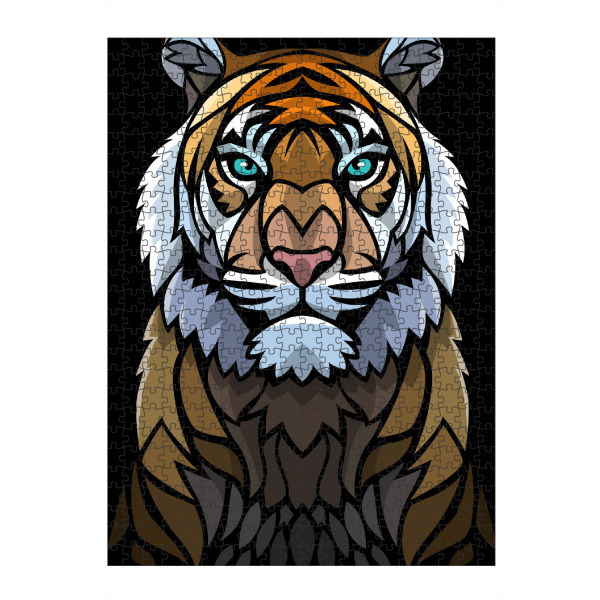 Puzzle Ravensburger "Tribal frontal tiger" artboxONE - Tiere,Comic - Tribal,Tattoo,Tiger,Feline,Predator,Tier,Animal,Comic,Wild - Bild tribal