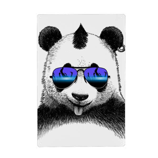 Holzbild "Dj Punk Panda" artboxONE - Tiere,Lustig - Panda,Techno,Music,Sungalsses,Punk,Bear,Bär,Cool,Lustig,Funny,Tier,Animal