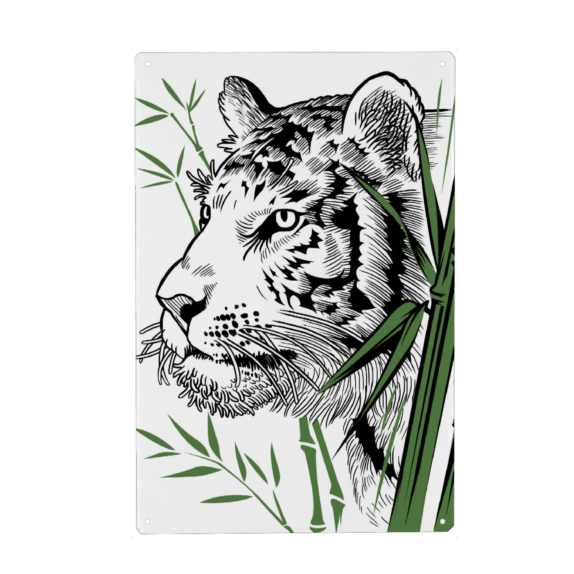 Metall Poster "Bamboo Tiger" artboxONE - Tiere - Tiger,Feline,Predator,Bamboo,Japan,Tier,Animal,Wild,Natur,Portrait - Blechschild
