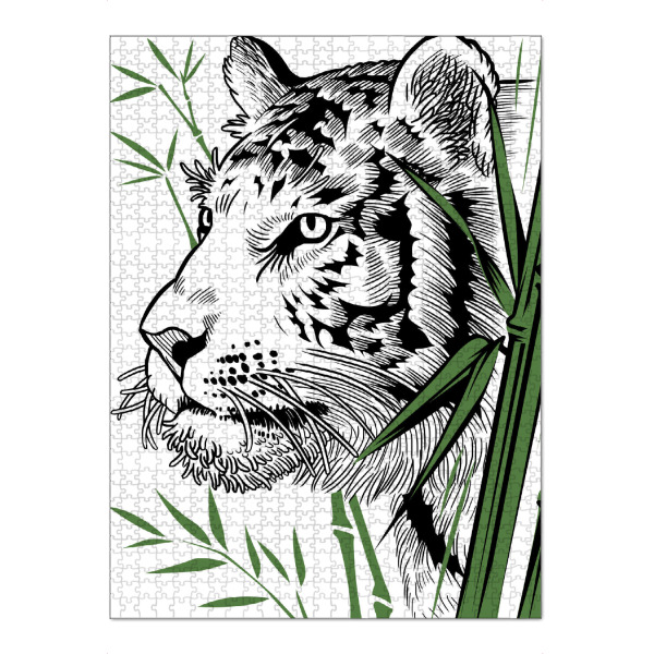Puzzle Ravensburger "Bamboo Tiger" artboxONE - Tiere - Tiger,Feline,Predator,Bamboo,Japan,Tier,Animal,Wild,Natur,Portrait - Bild tiger