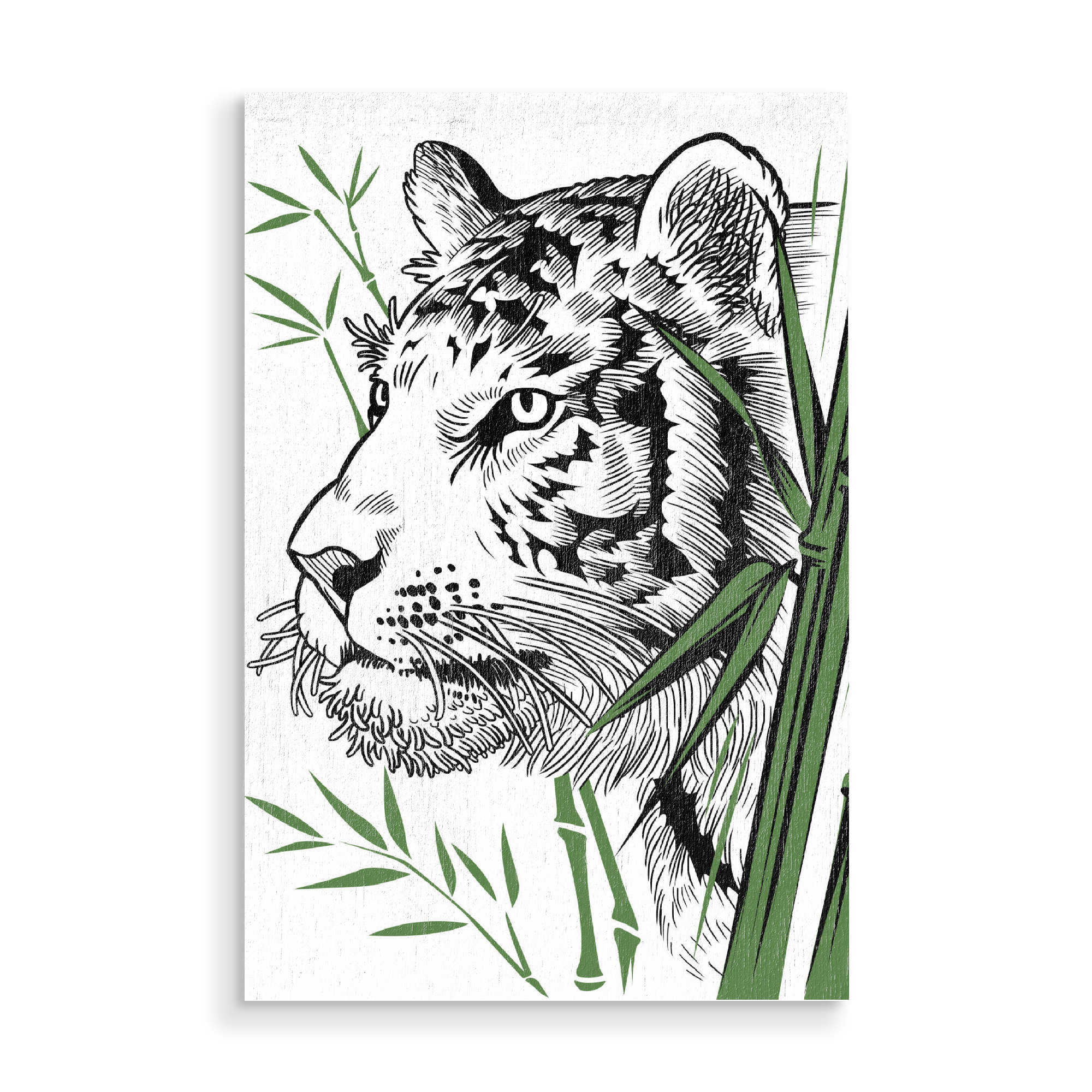 Holzbild "Bamboo Tiger" artboxONE - Tiere - Tiger,Feline,Predator,Bamboo,Japan,Tier,Animal,Wild,Natur,Portrait