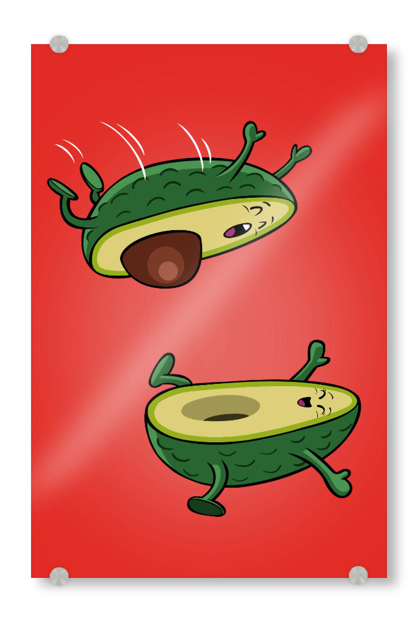 Acrylglasbild "Jump Avocado" artboxONE - Essen & Trinken,Comic,Lustig - Fruit,Food,Avocado,Sex,Funny,Lustig,Witzig,Comic,Frucht
