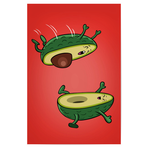 Poster 30x20 cm "Jump Avocado" artboxONE - Essen & Trinken,Comic,Lustig - Fruit,Food,Avocado,Sex,Funny,Lustig,Witzig,Comic,Frucht