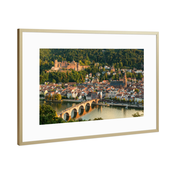 Poster mit Rahmen Gold "Die Altstadt von Heidelberg" artboxONE - Städte,Reise,Architektur