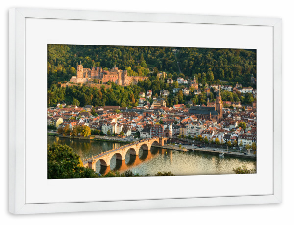 Poster mit Rahmen weiß "Die Altstadt von Heidelberg" artboxONE - Städte,Reise,Architektur