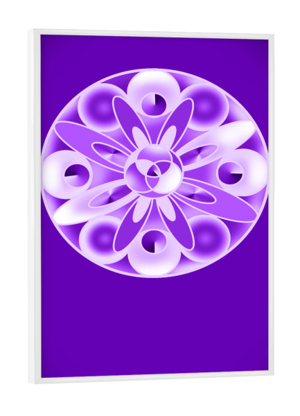 Poster mit weißem Rahmen "Orna lila" artboxONE - Architektur - Ornament,Mandala,Kreise,Lila,Dekoration,Esoterik,Struktur,Verzierung,Rosette
