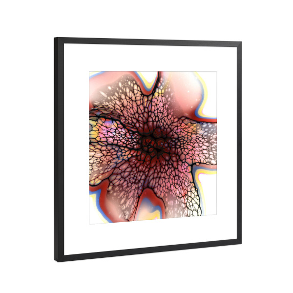 Poster mit Rahmen Schwarz (Metallic) "Rot Bloom X" artboxONE - Abstrakt
