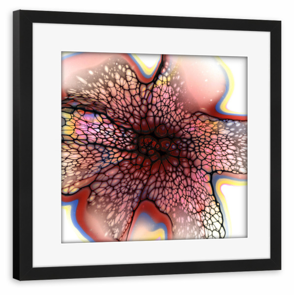 Poster mit Rahmen schwarz "Rot Bloom X" artboxONE - Abstrakt