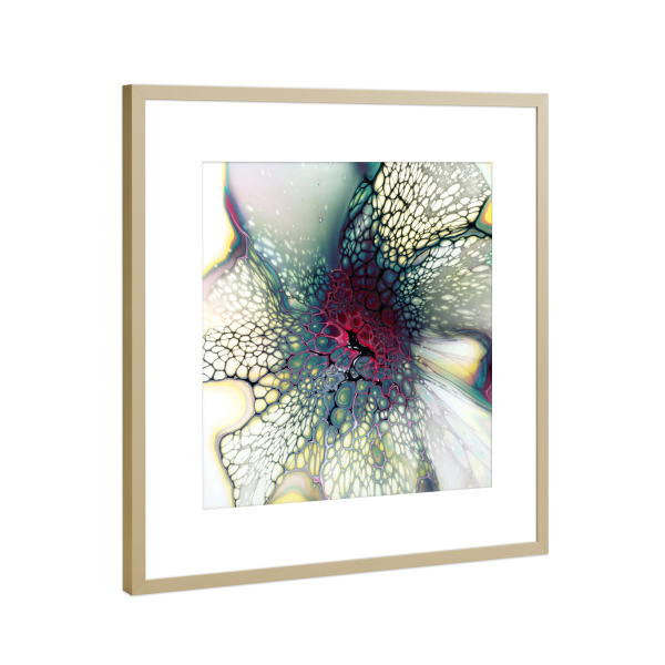 Poster mit Rahmen Gold "Green Bloom Rosa" artboxONE - Abstrakt
