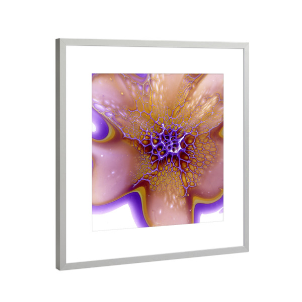 Poster mit Rahmen Silber "Lila Gelb Lacing" artboxONE - Abstrakt