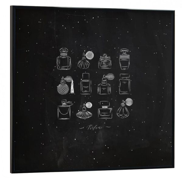 Poster mit schwarzem Rahmen 30x30 cm "Perfume vintage bottles black" artboxONE - Menschen,Fashion,Für Mama