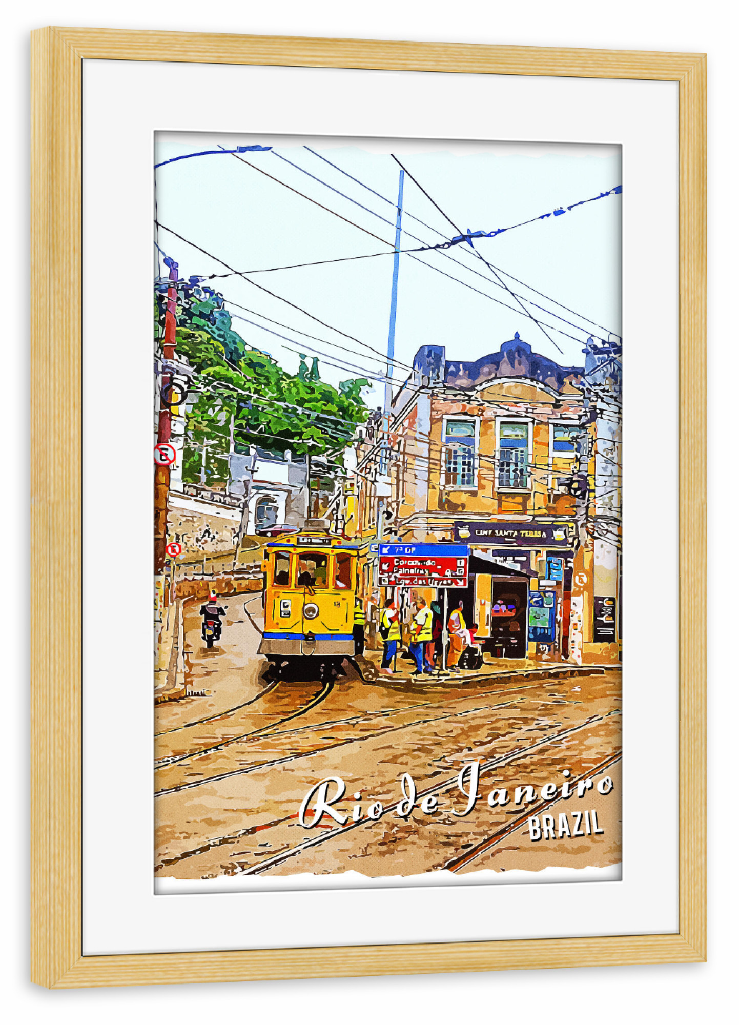 Poster mit Rahmen kiefer "Rio de Janeiro Vintage Straße" artboxONE - Städte,Architektur,Städte / Rio de Janeiro