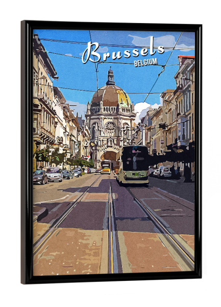 Poster mit schwarzem Rahmen "Brüssel Vintage Stil" artboxONE - Städte,Architektur