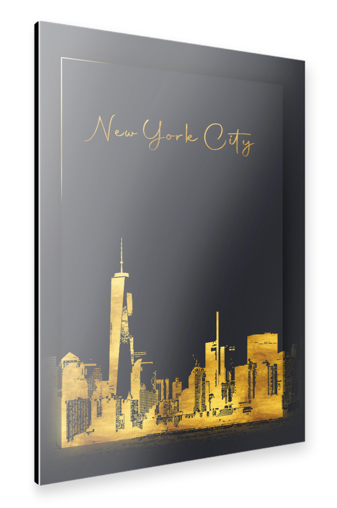 Alu-Dibond "New York in Gold Panorama" 75x50 cm artboxONE
