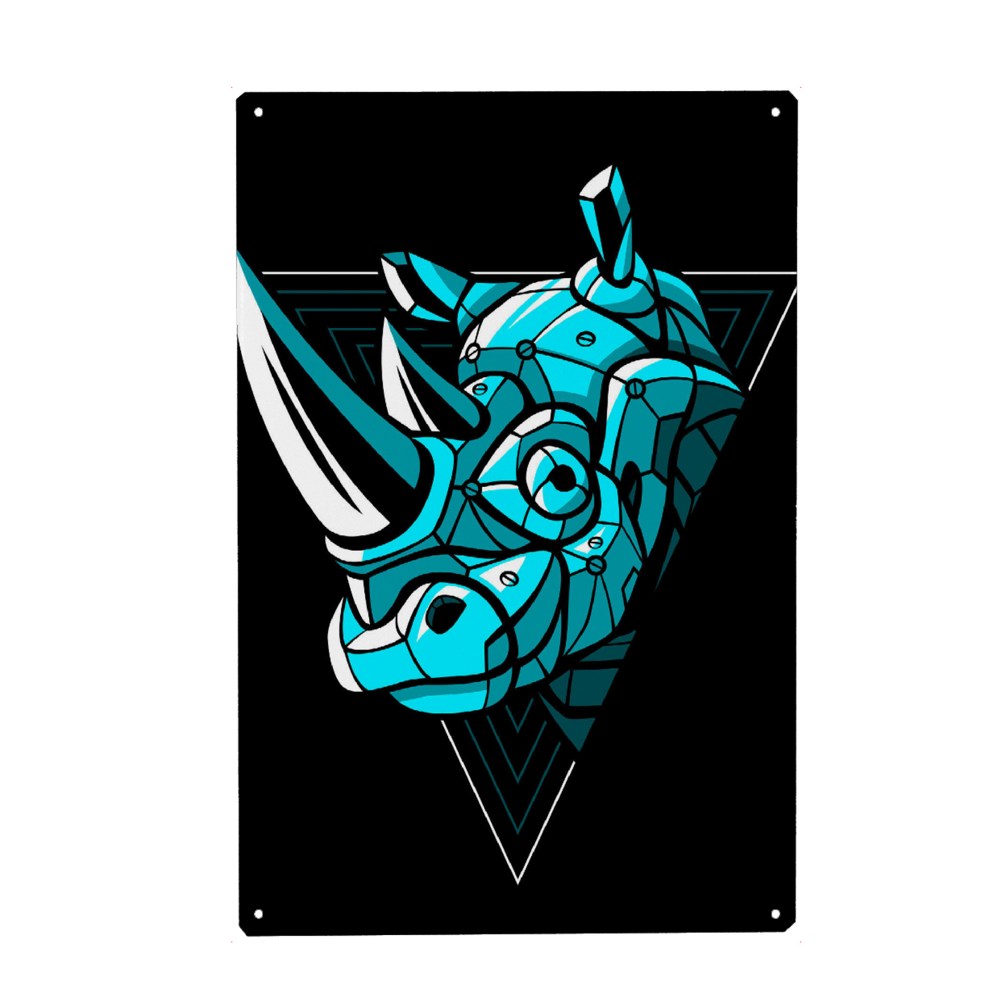 Metall Poster "Robot Rhino" artboxONE - Tiere,Comic - Rhino,Robot,Machine,Horns,Nashorn,Tier,Animal,Wild,Comic - Blechschild
