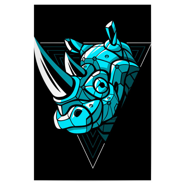 Poster 30x20 cm "Robot Rhino" artboxONE - Tiere,Comic - Rhino,Robot,Machine,Horns,Nashorn,Tier,Animal,Wild,Comic