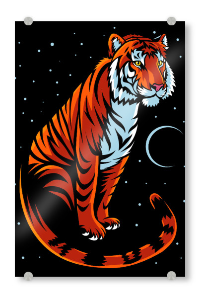 Acrylglasbild "Tribal Tiger Long tale" artboxONE - Tiere,Comic - Tiger,Feline,Predator,Tribal,Animal,Comic,Cat,Wild,Wildkatze