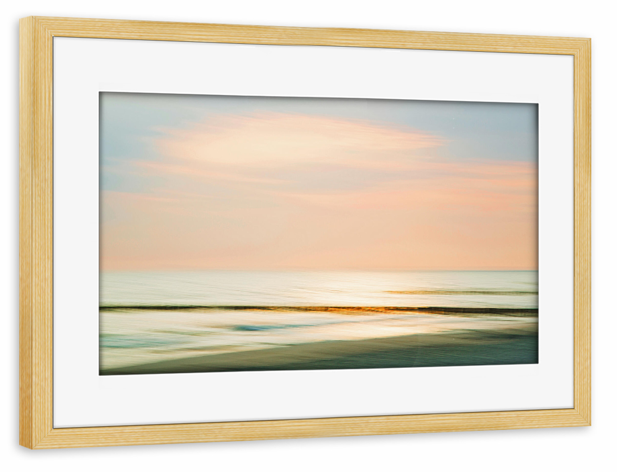 Poster mit Rahmen kiefer "Stille" artboxONE - Natur,Reise / Strand und Meer - Meer,Wasser,Strand,Ostsee,Sonnenaufgang,Buhne,Sonne,Sea,Beach,Sunrise