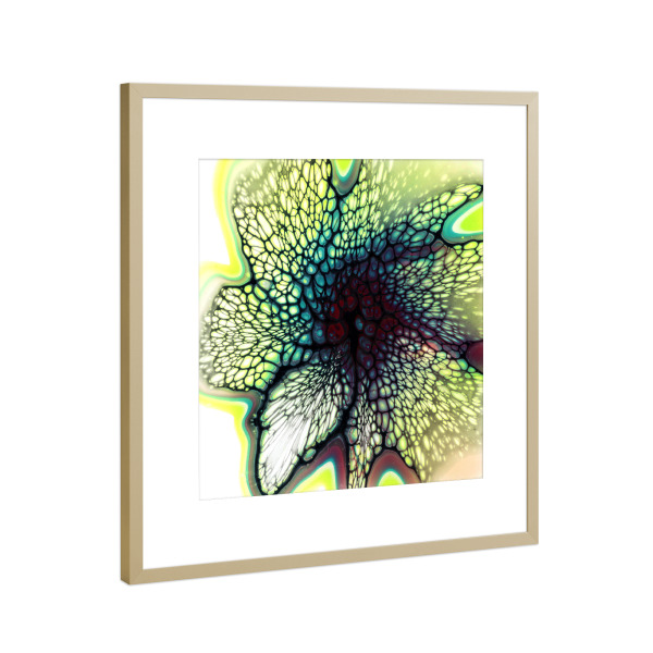 Poster mit Rahmen Gold "Bunt Bloom Lacing" artboxONE - Abstrakt