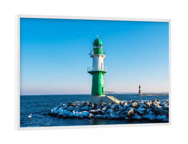 Poster mit weißem Rahmen "Molentürme im Winter" artboxONE - Natur,Reise,Architektur,Reise / Strand und Meer