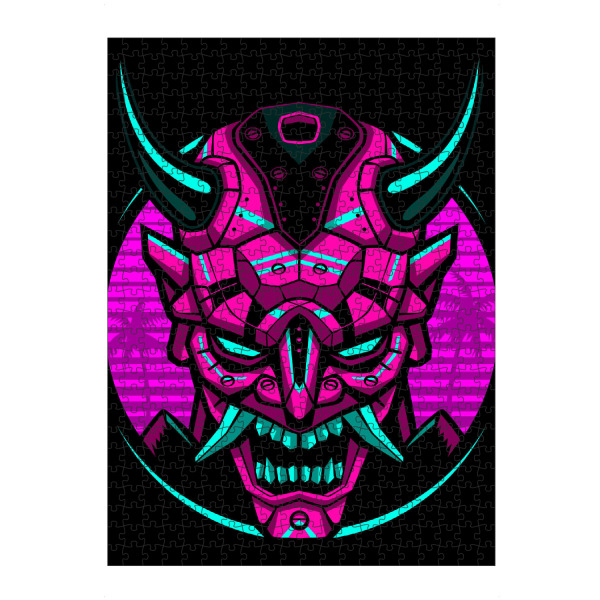 artboxONE Puzzle "Retro Robot Samurai" artboxONE - Ultraviolet - Samurai,Mask,Mechanic,Robot,Demon,Retro,Vintage,Japanese,Warrior,Japan