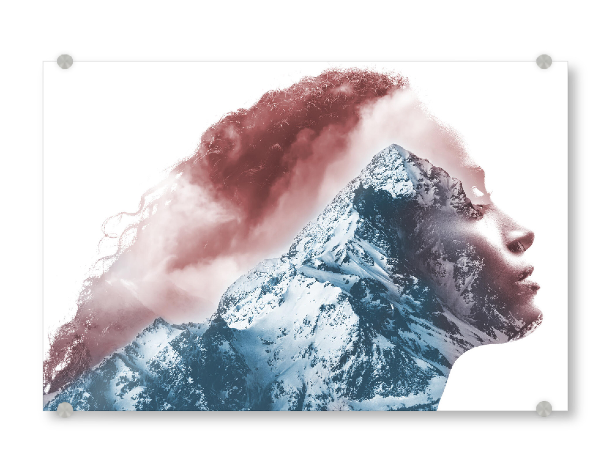 Acrylglasbild "Inner" artboxONE - Natur,Abstrakt,Menschen - Photomontage,Montage,Girl,Mountain,Abstract,Woman,Collage,Frau,Natur,Nature,Abstrakt