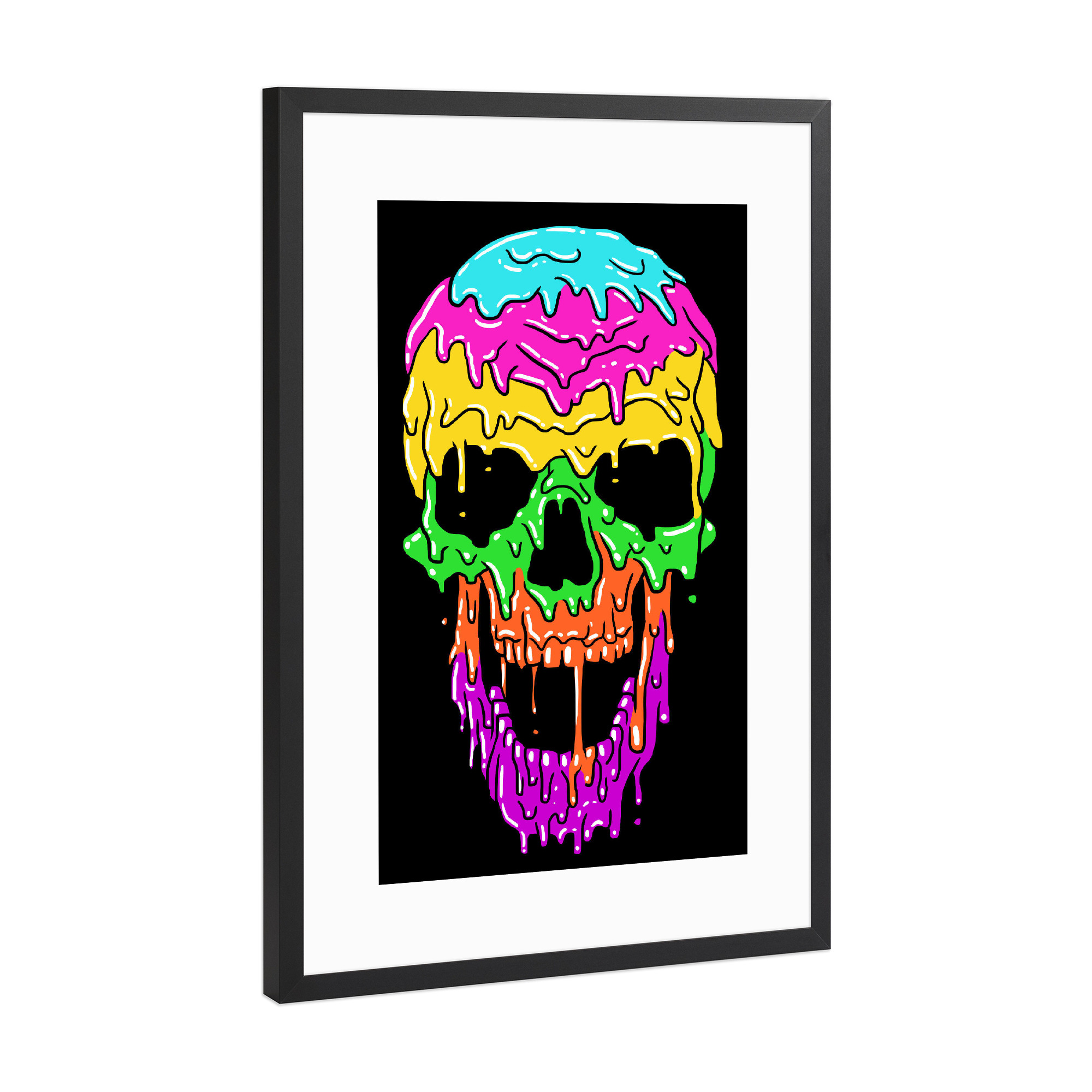 Poster mit Rahmen Schwarz (Metallic) "Liquid Skull" artboxONE - Tiere - Liquid,Summer,Skull,Terror,Halloween,Totenkopf,Schädel,Totenschädel