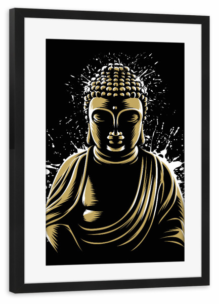 Poster mit Rahmen schwarz "Gold Buddha" artboxONE - Städte / Tokio - Buddha,Golden,Gold,Buda,God,Statue