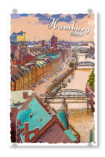 Acrylglasbild "Hamburg Vintage" artboxONE - Städte,Städte / Hamburg,Architektur