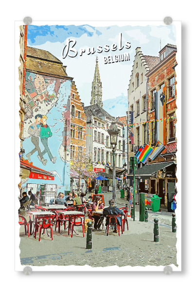 Acrylglasbild "Brüssel Vintage Straße" artboxONE - Städte