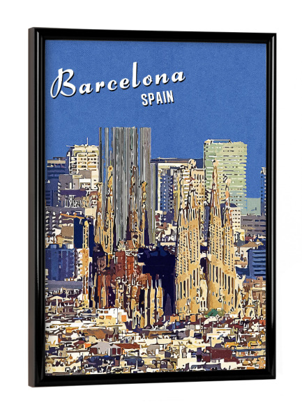 Poster mit schwarzem Rahmen "Barcelona Vintage" artboxONE - Städte,Städte / Barcelona