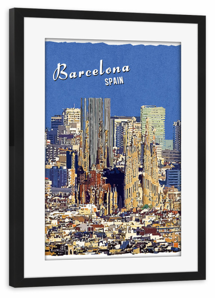 Poster mit Rahmen schwarz "Barcelona Vintage" artboxONE - Städte,Städte / Barcelona