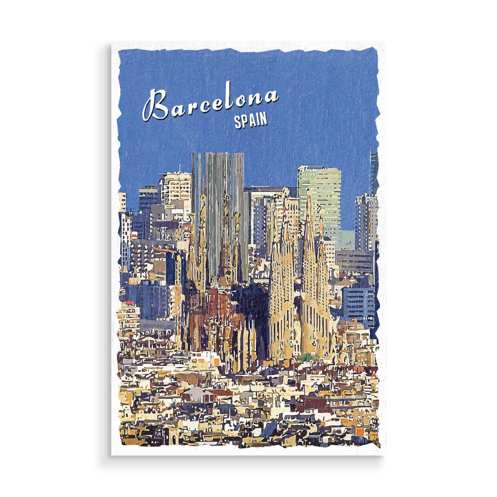 Holzbild "Barcelona Vintage" artboxONE - Städte,Städte / Barcelona