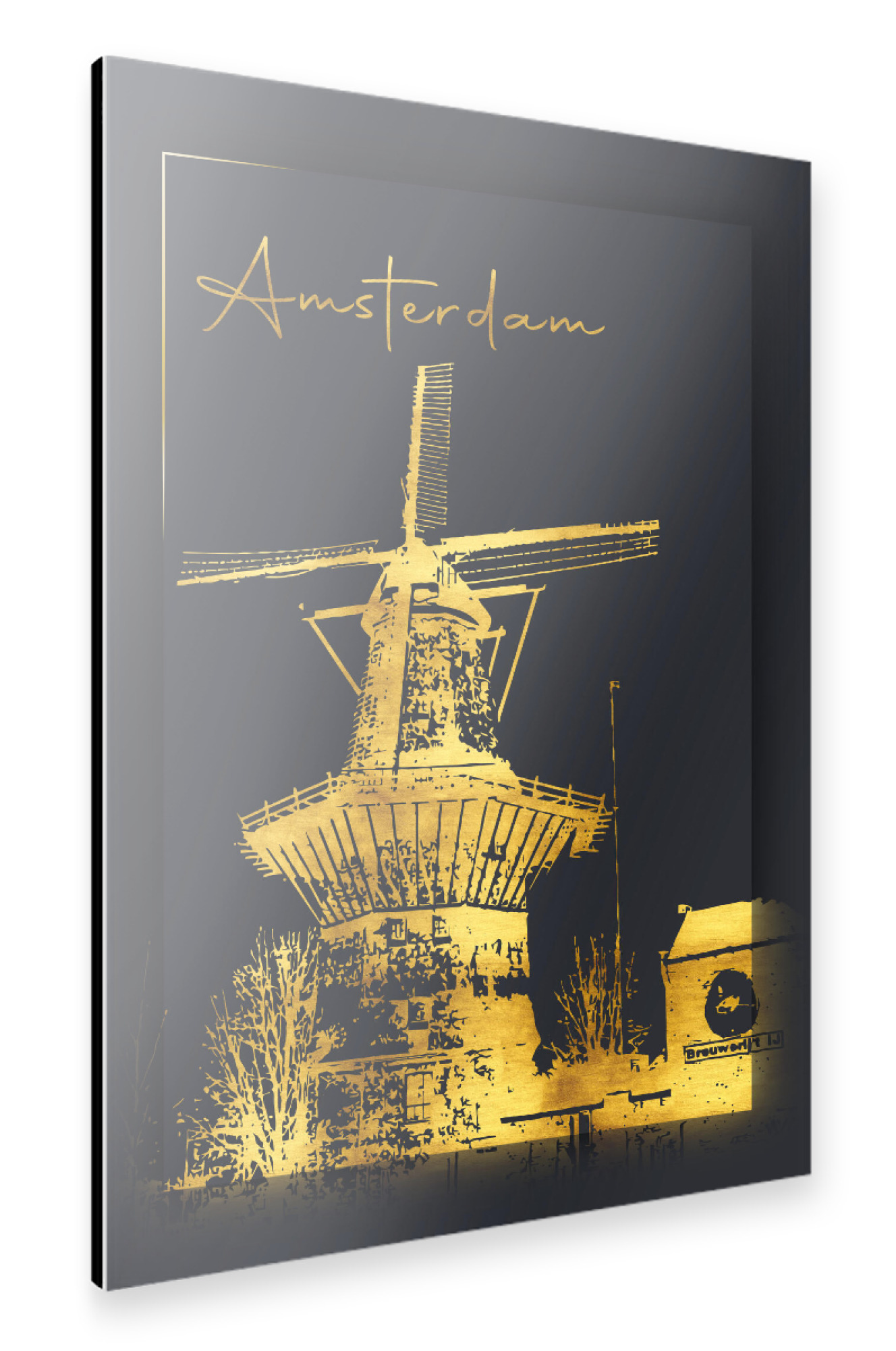 Alu-Dibond "Amsterdam in Gold" 30x20 cm artboxONE