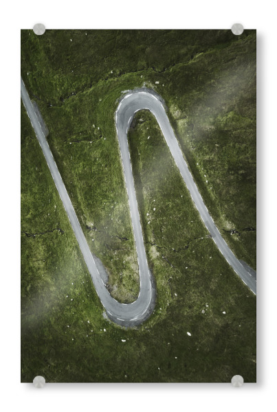 Acrylglasbild "Curved road on the Faroe Islands" artboxONE - Natur,Reise,Reise / Länder