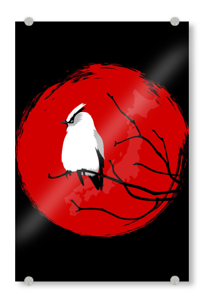 Acrylglasbild "Sparrow on the tree" artboxONE - Tiere,Abstrakt - Sun,Sparrow,Tree,Vogel,Ast,Bird,Animal,Tier,Comic,Abstract,Abstrakt