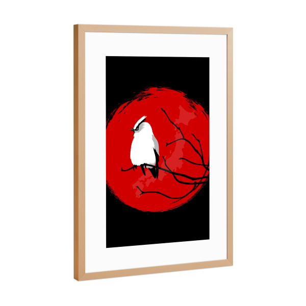 Poster mit Rahmen Kupfer "Sparrow on the tree" artboxONE - Tiere,Abstrakt - Sun,Sparrow,Tree,Vogel,Ast,Bird,Animal,Tier,Comic,Abstract,Abstrakt