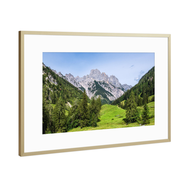 Poster mit Rahmen Gold "Blick auf die Bindalm" artboxONE - Natur,Reise
