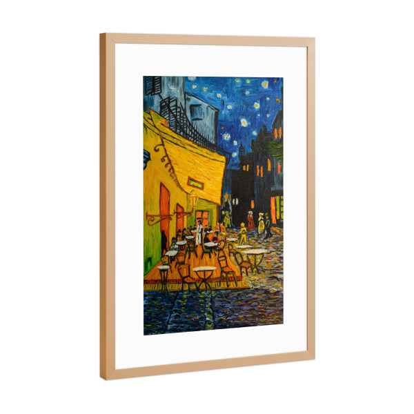 Poster mit Rahmen Kupfer "Caféterrasse am abend" artboxONE - Städte,Natur,Architektur