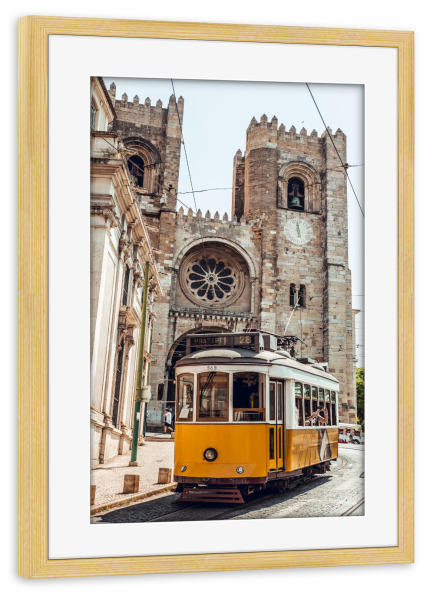 Poster mit Rahmen kiefer "Yellow Tram" artboxONE - Reise,Architektur,Automobile,Reise / Länder