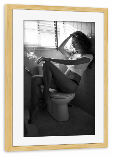 Poster mit Rahmen kiefer "Smoking Break" artboxONE - Menschen,Schwarzweiß