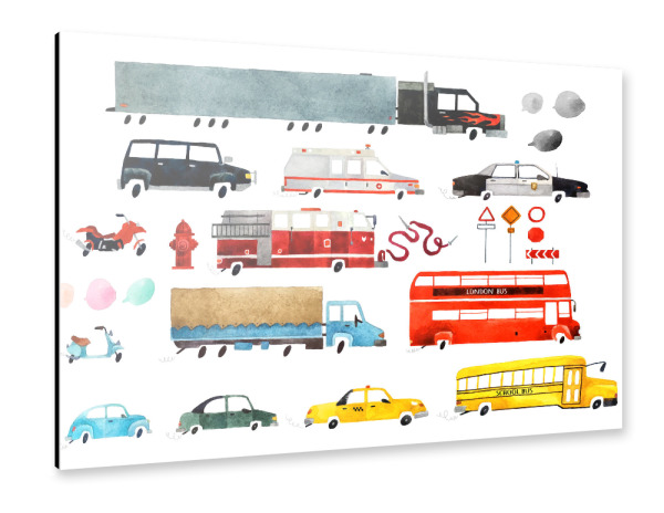 Alu-Dibond "Cars and Lorries" 30x20 cm artboxONE