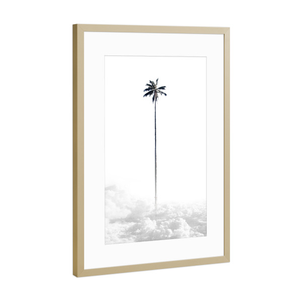 Poster mit Rahmen Gold "Palm above the Clouds" artboxONE - Natur,Schwarzweiß