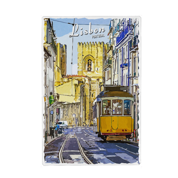 Metall Poster "Lissabon Vintage Straße" artboxONE - Städte