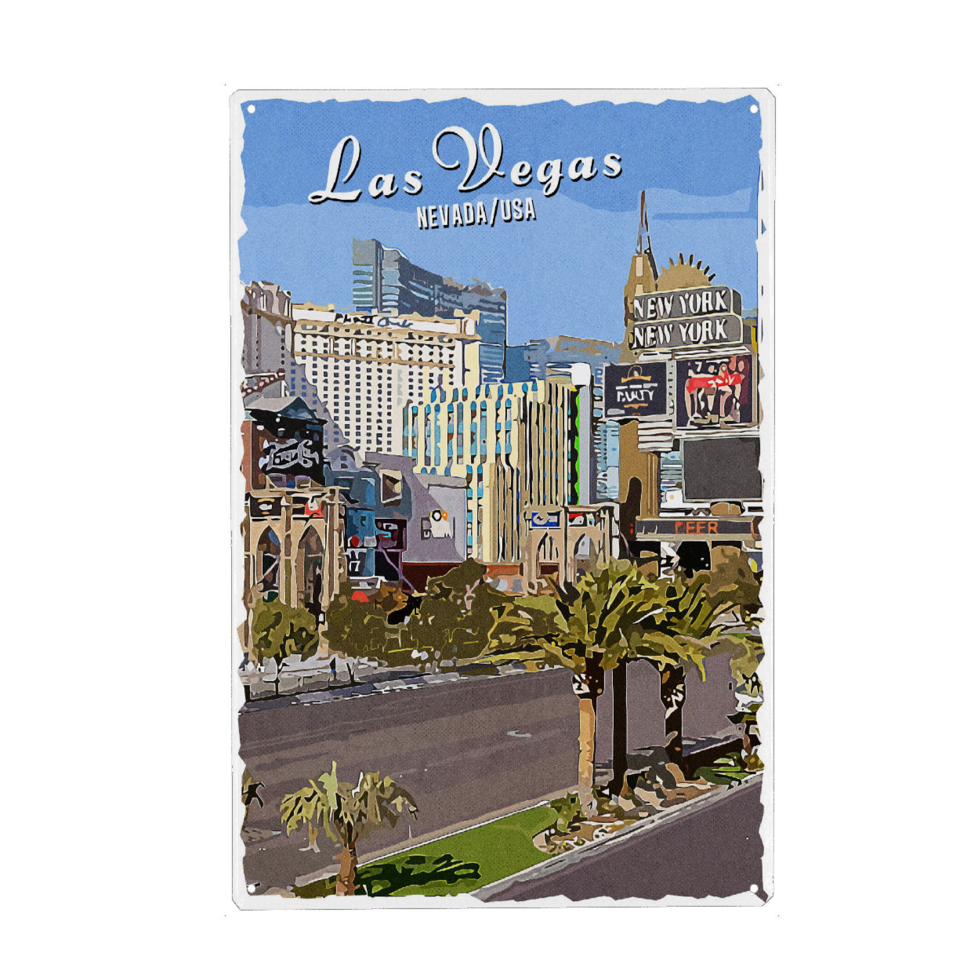 Metall Poster "Las Vegas Vintage Straße" artboxONE - Städte,Städte / Las Vegas