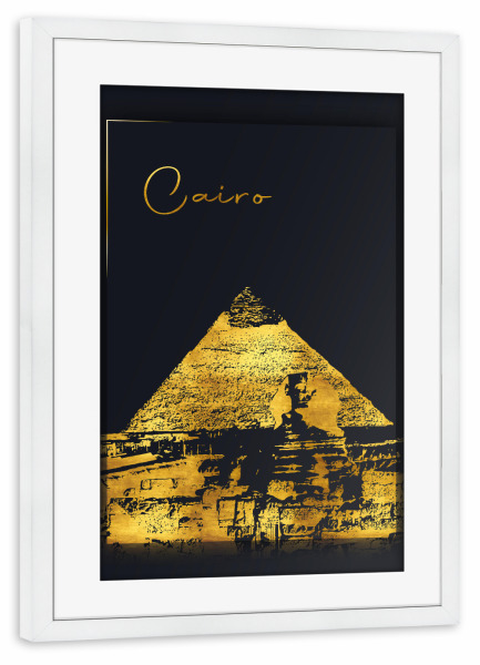 Poster mit Rahmen weiß "Kairo in Gold" artboxONE - Städte